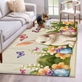 thumbnail image 1 of Area Rug for Living Room, Happy Easter Non-Slip Indoor Large Carpet for Bedroom/Dining Room, Bunny Eggs Spring Flowers Butterfly Wooden Grain Washable Low-Profile Floor Runner Rugs - 4 x 6 Ft, 1 of 8