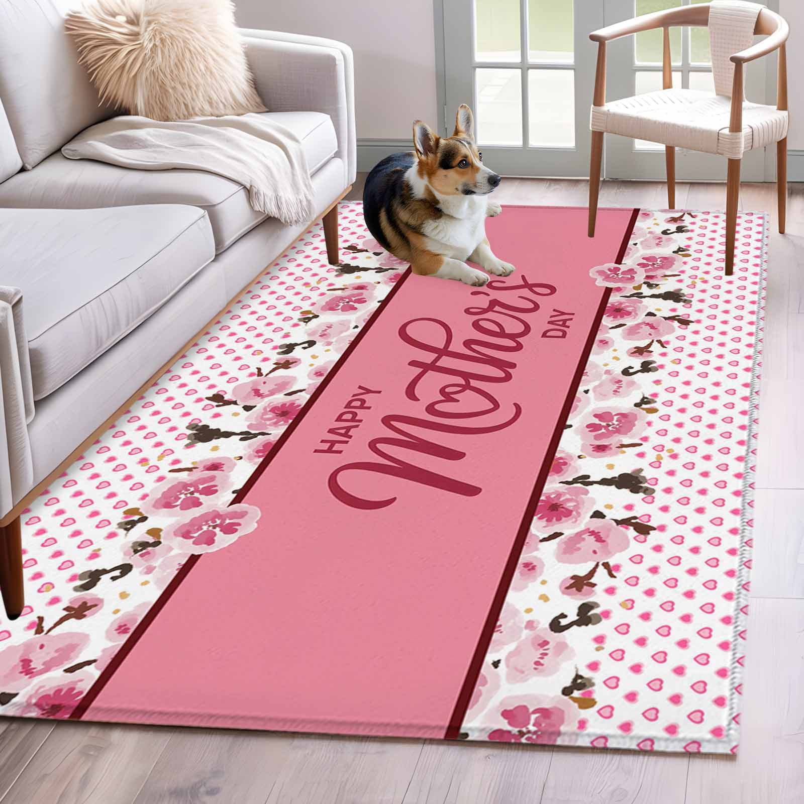 Area Rug for Living Room, Happy Mother's Day Non-Slip Indoor Large ...
