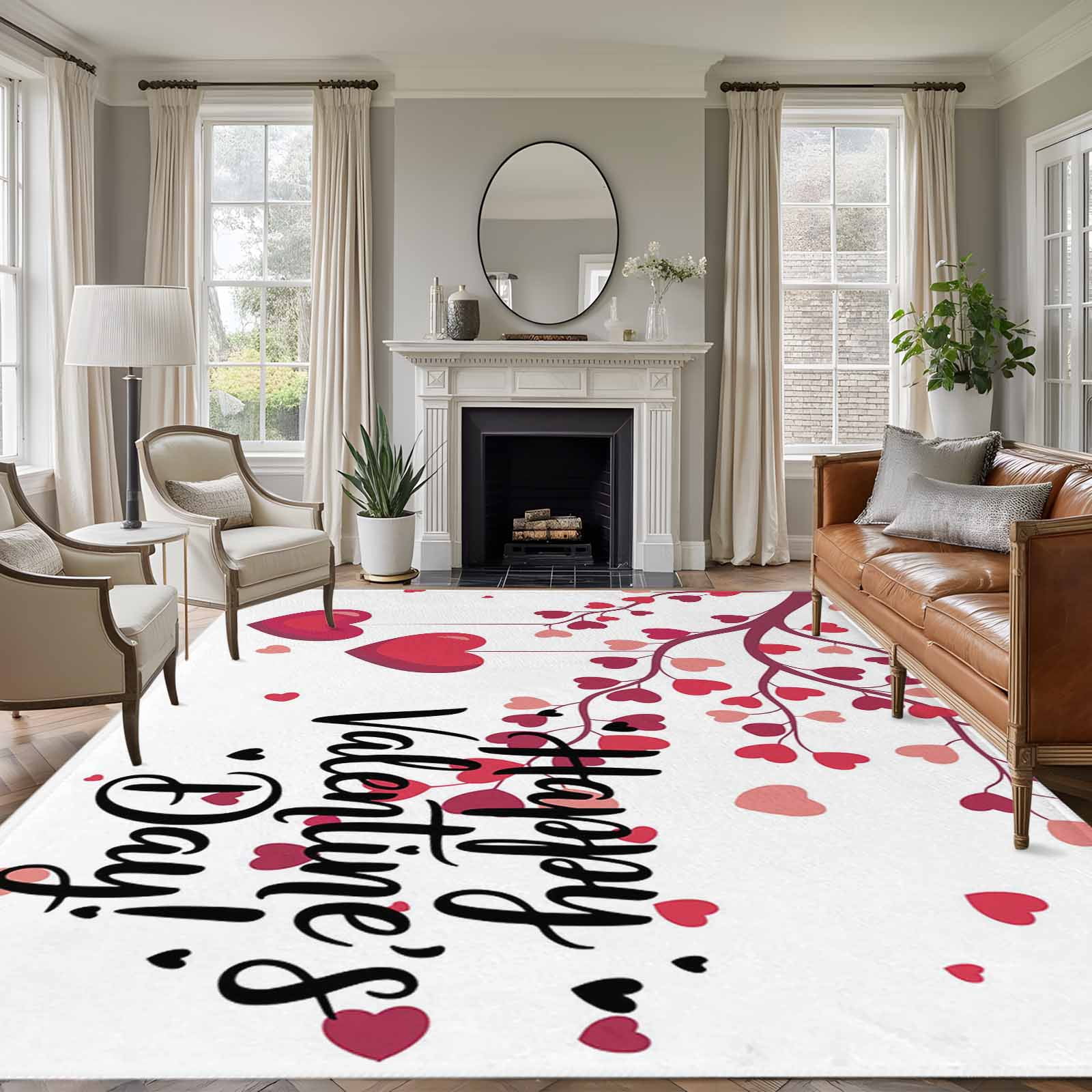 Area Rug for Living Room, Happy Valentines Day Non-Slip Indoor Large ...