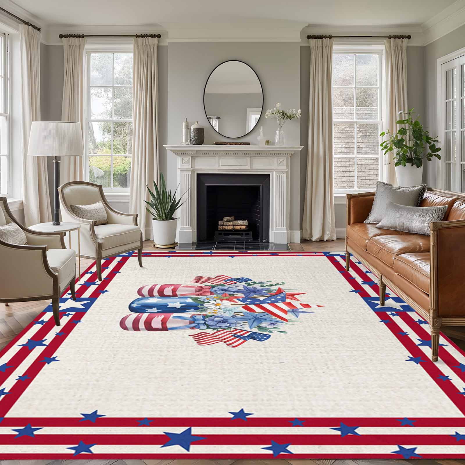Prepppy Patriots Rug Area Rug for Living Room, Independence Day Non-Slip Indoor Large Carpet ...