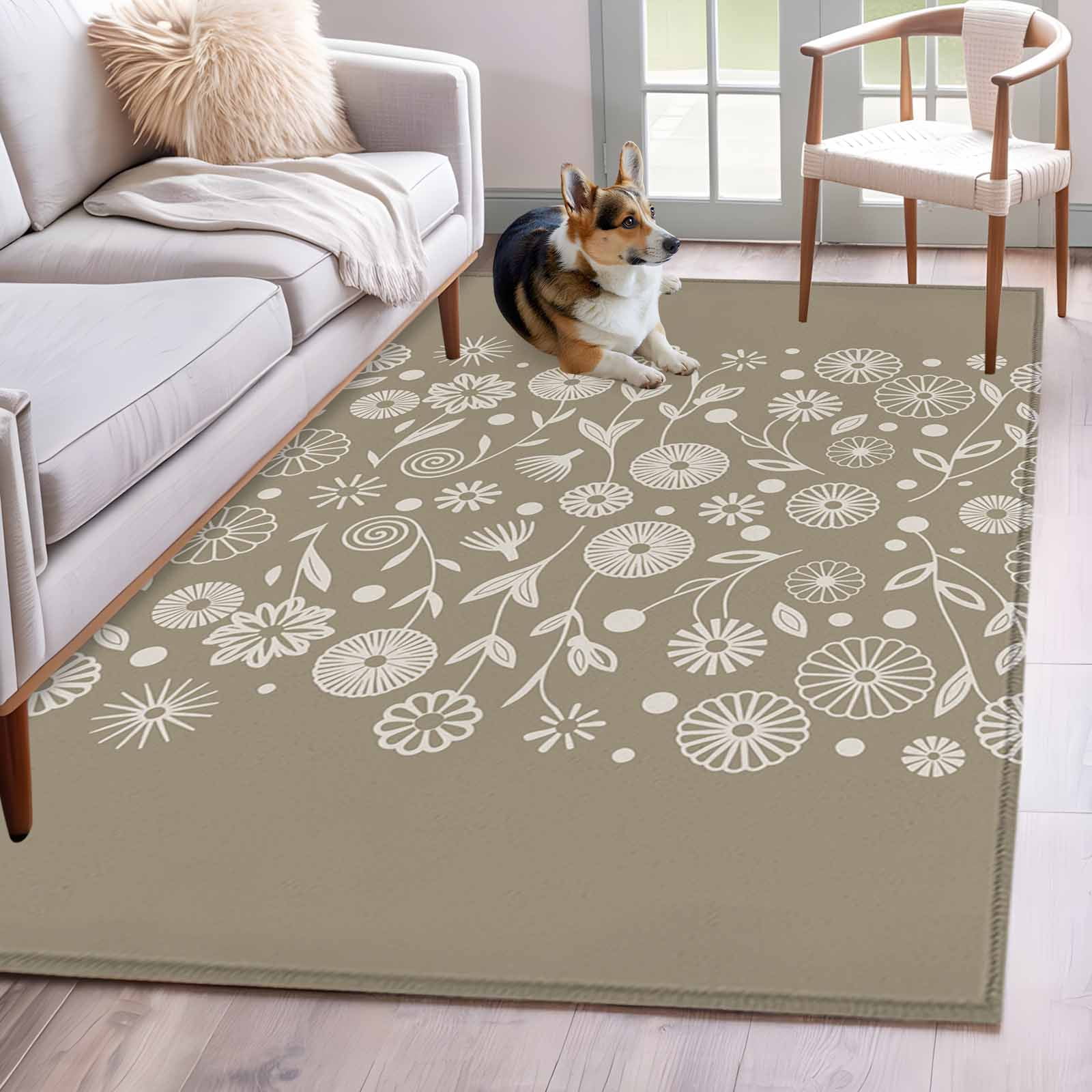 Simplistic Rugs Japanese Area Rug for Living Room, Japanese Non-Slip Indoor Large Carpet for ...