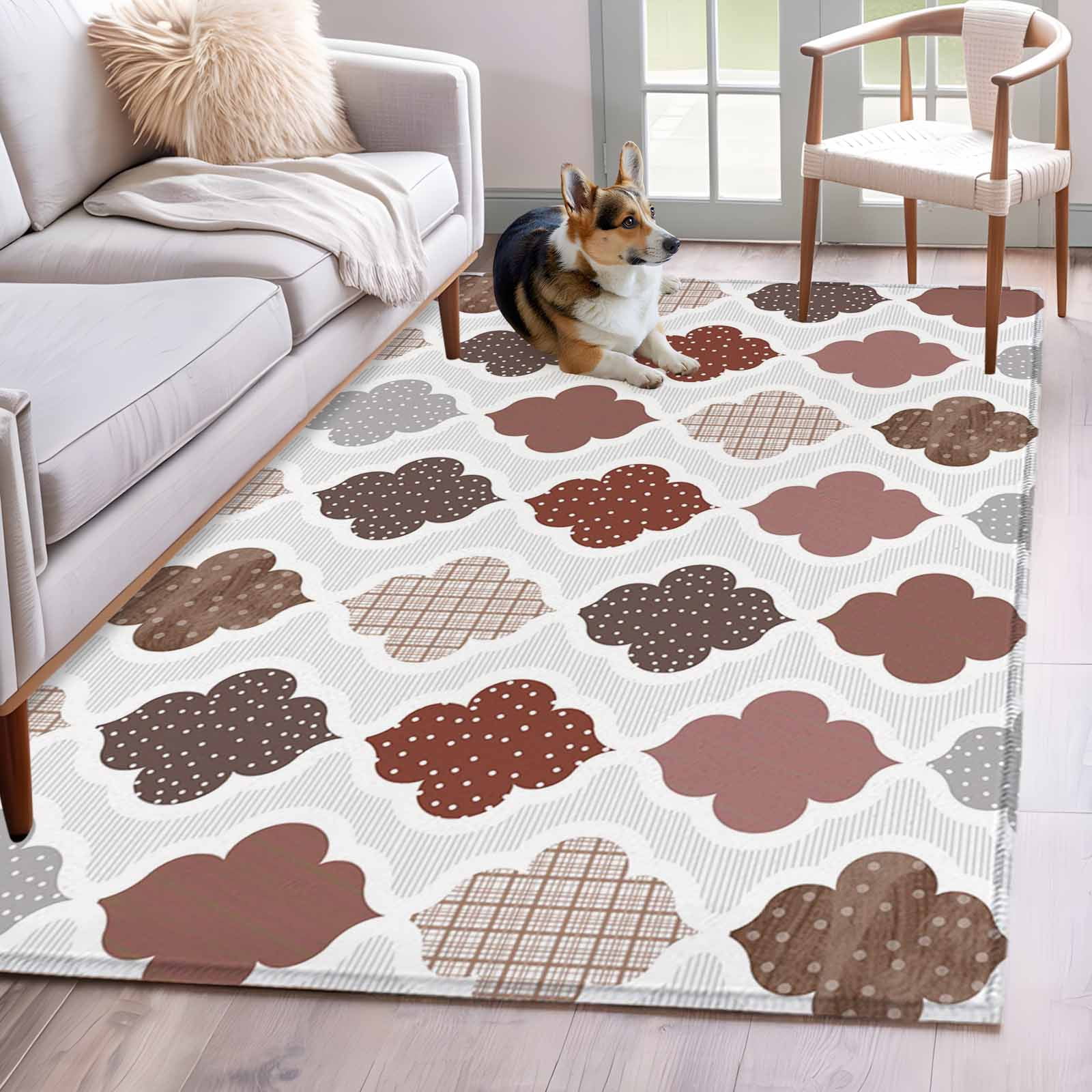 Area Rug for Living Room, Moroccan Geometric Non-Slip Indoor Large ...
