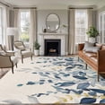 thumbnail image 1 of Area Rug for Living Room, Navy Blue Eucalyptus Non-Slip Indoor Large Carpet for Bedroom/Dining Room, Farmhouse Weeping Leaves Linen Washable Low-Profile Rectangle Floor Runner Rugs - 5 x 8 Ft, 1 of 8