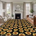 Area Rug for Living Room, Orange Sunflowers Fall Non-Slip Indoor Large ...