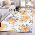 thumbnail image 1 of Area Rug for Living Room, Orange Watercolor Floral Non-Slip Indoor Large Carpet for Bedroom/Dining Room, Spring Flower Abstract Art Washable Low-Profile Rectangle Floor Mat Runner Rugs - 2.7 x 5 Ft, 1 of 8
