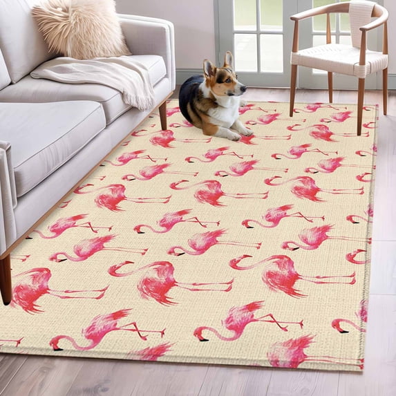 Area Rug for Living Room, Pink Flamingo Non-Slip Indoor Large Carpet ...
