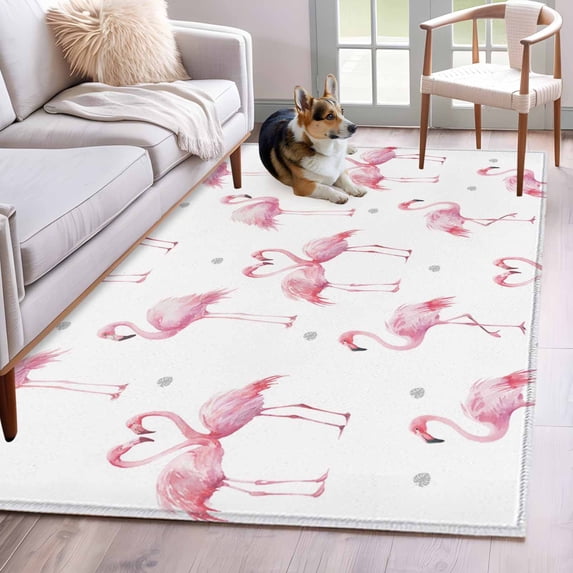 Area Rug for Living Room, Pink Flamingo Non-Slip Indoor Large Carpet ...