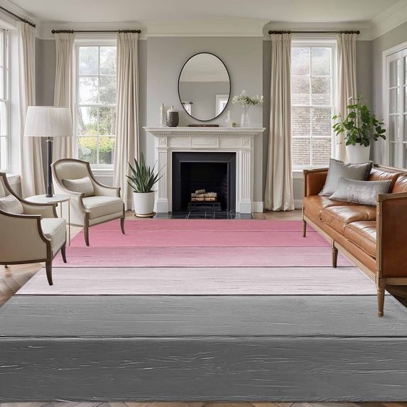 Area Rug for Living Room, Pink Gray Ombre Non-Slip Indoor Large Carpet ...