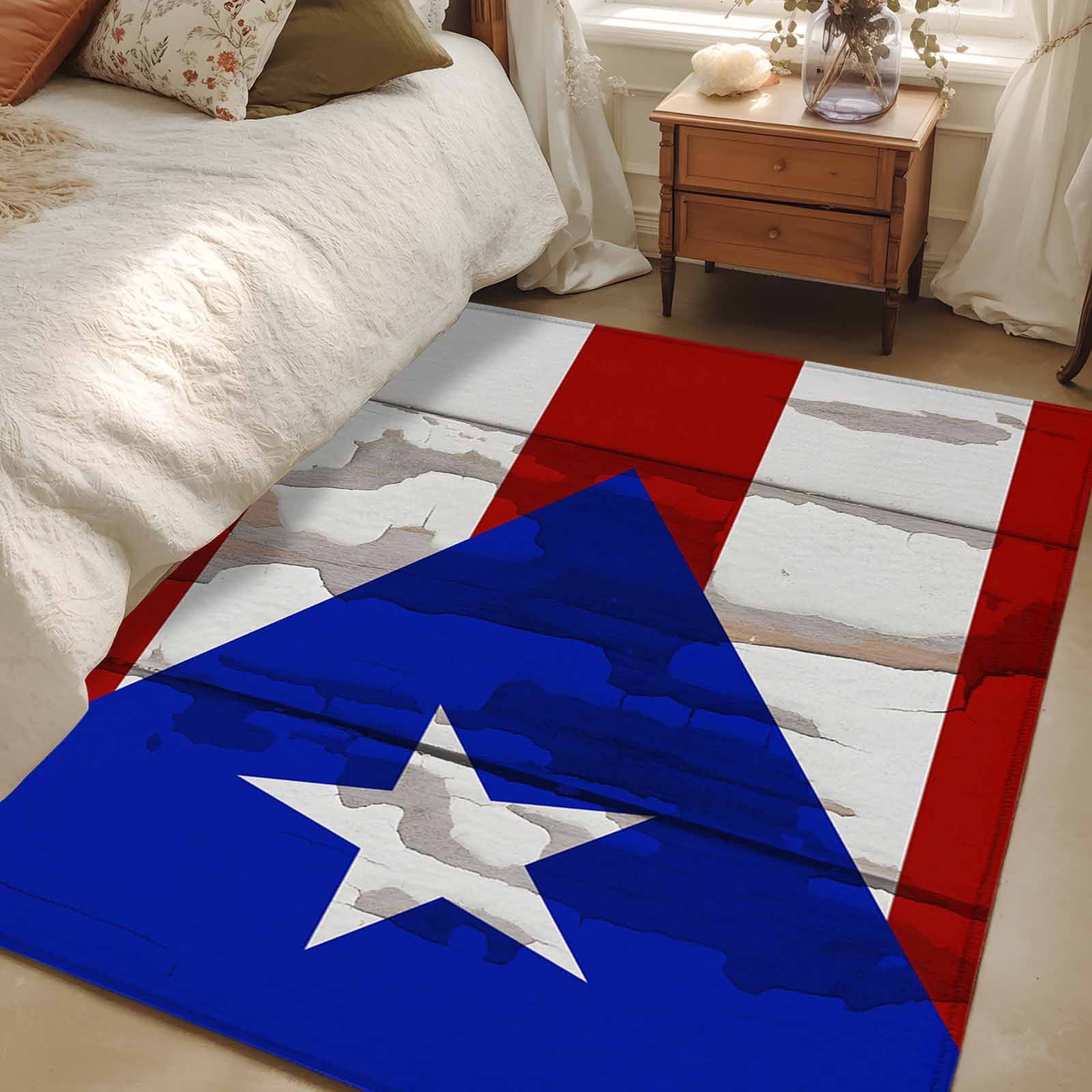 Puerto Rico Rug Area Rug for Living Room, Puerto Rican Flag Non-Slip Indoor Large ...