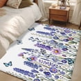 thumbnail image 1 of Area Rug for Living Room, Purple Floral Non-Slip Indoor Large Carpet for Bedroom/Dining Room, Spring Lavender Daisy Butterflies Botanical Washable Low-Profile Floor Mat Runner Rugs - 2.7 x 5 Ft, 1 of 7