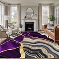thumbnail image 1 of Area Rug for Living Room, Purple Marble Non-Slip Indoor Large Carpet for Bedroom/Dining Room, Grey Gold Texture Vintage Farmhouse Art Washable Low-Profile Rectangle Floor Runner Rugs - 5 x 7 Ft, 1 of 9