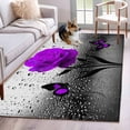 thumbnail image 1 of Area Rug for Living Room, Purple Rose Non-Slip Indoor Large Carpet for Bedroom/Dining Room, Raindrops Floral Butterfly Abstract Grey Art Washable Low-Profile Rectangle Floor Runner Rugs - 4 x 6 Ft, 1 of 8