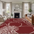 thumbnail image 1 of Area Rug for Living Room, Red Flowers Non-Slip Indoor Ex Large Carpet for Bedroom/Dining Room, Spring Floral Botanical Modern Art Washable Low-Profile Rectangle Floor Runner Rugs - 8 x 10 Ft, 1 of 8