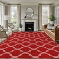 thumbnail image 1 of Area Rug for Living Room, Red Moroccan Non-Slip Indoor Large Carpet for Bedroom/Dining Room, Morocco Ethnic Abstract Quatrefoil Grid Washable Low-Profile Rectangle Floor Runner Rugs - 5 x 8 Ft, 1 of 8