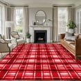 thumbnail image 1 of Area Rug for Living Room, Red Plaid Non-Slip Indoor Ex Large Carpet for Bedroom/Dining Room, Modern Art Checkered Farmhouse Washable Low-Profile Rectangle Floor Runner Rugs - 8 x 10 Ft, 1 of 7