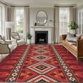 thumbnail image 1 of Area Rug for Living Room, Red Retro Boho Non-Slip Indoor Large Carpet for Bedroom/Dining Room, Vintage Ethnic Tribe Abstract Art Washable Low-Profile Rectangle Floor Runner Rugs - 6 x 9 Ft, 1 of 8
