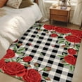 thumbnail image 1 of Area Rug for Living Room, Red Roses Valentine's Day Non-Slip Indoor Large Carpet for Bedroom/Dining Room, Romantic Spring Floral Plaid Washable Low-Profile Rectangle Floor Mat Runner Rugs - 3 x 5 Ft, 1 of 7