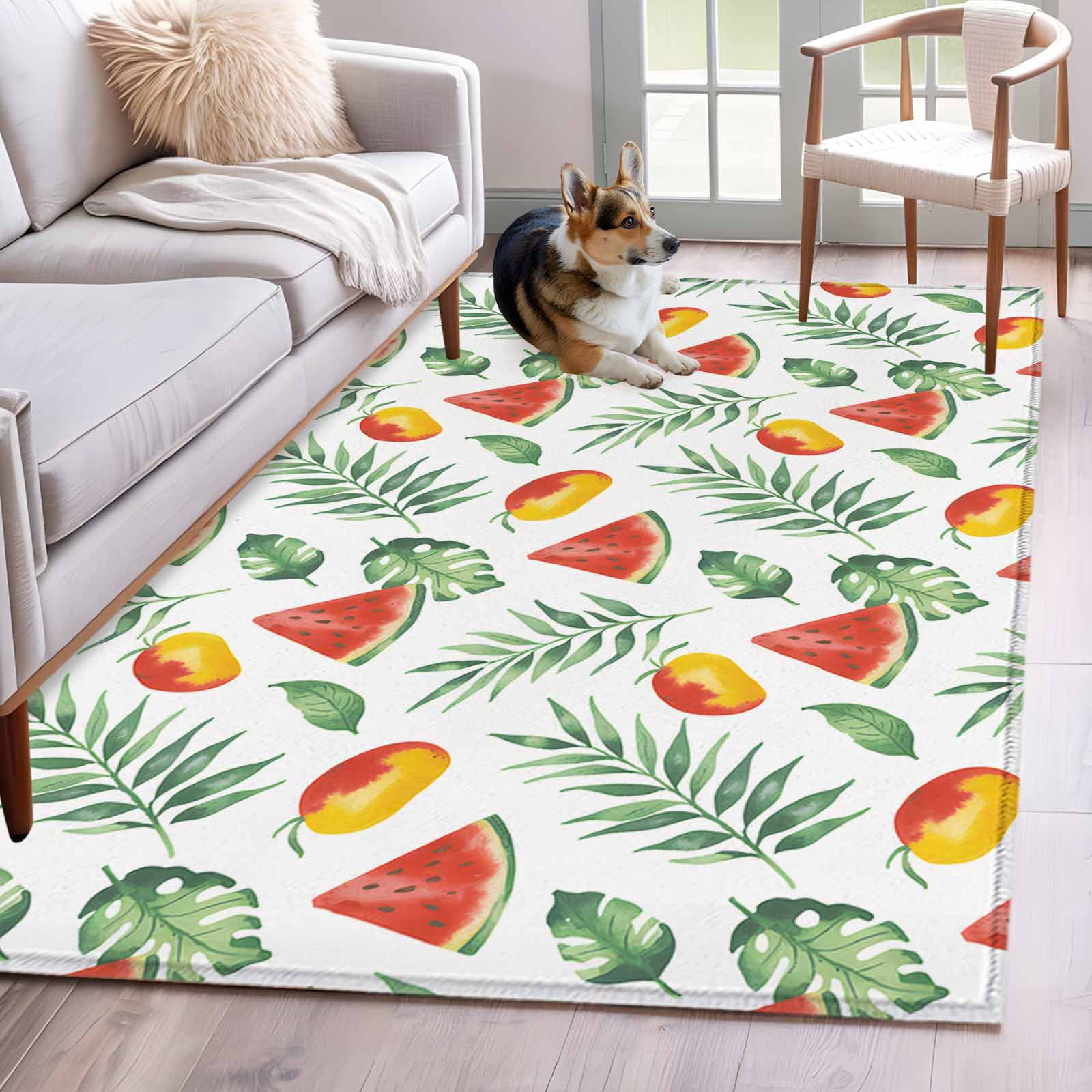 Top Mango Open Rug Area Rug for Living Room, Red Watermelon Non-Slip Indoor Large Carpet ...