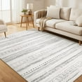 thumbnail image 1 of Area Rug Living Room Rugs - 5x7 Washable Boho Farmhouse Bohemian Neutral Large Moroccan Geometric Soft No Slip Indoor Rug Thin Floor Carpet for Bedroom Under Dining Table Home Office - Grey, 1 of 18