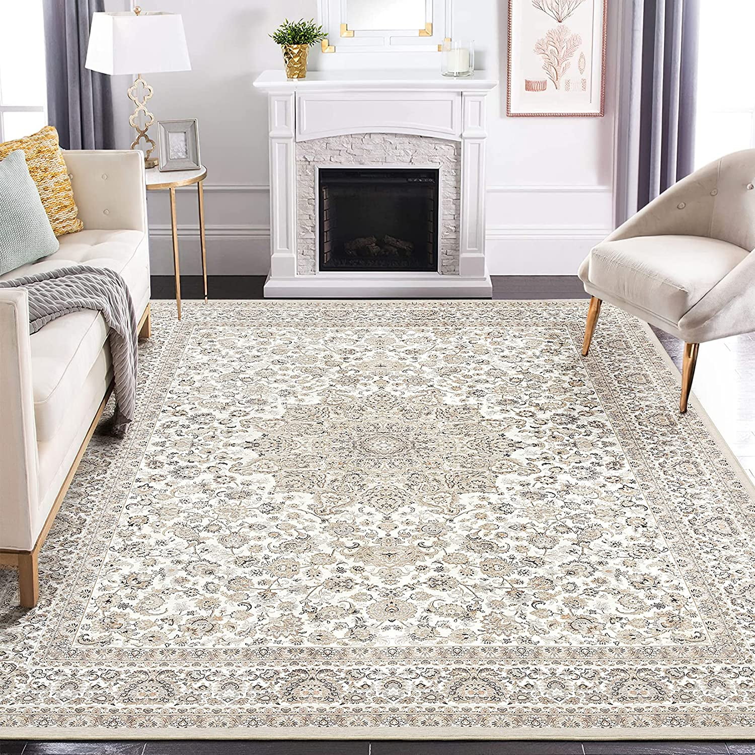 Area Rug Living Room Rugs 8x10 Oriental Persian Floral Distressed