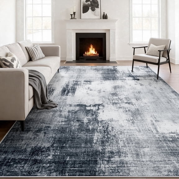 5x7Area Rugs for Living Room- Modern Abstract Area Rugs Machine Washable Rugs, Non-Slip Soft Neutral Farmhouse Carpet Rugs for Bedroom, Dining Room, Home Office ,Abstract Blue Gray