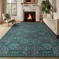 thumbnail image 1 of PLEASOR 6'x9' Area Rug for Living Room, Green Washable Area Rugs with Non-Slip Backing, Boho Floral Vintage Carpets Low Pile for Dining Room, Bedroom, Home Office, Indoor, Nursery, Apartment, 1 of 10