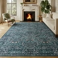 thumbnail image 1 of PLEASOR 8'x10' Area Rug for Living Room, Green Washable Area Rugs with Non-Slip Backing, Boho Floral Vintage Carpets Low Pile for Dining Room, Bedroom, Home Office,Nursery, Apartment,Retro Green, 1 of 11
