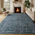 thumbnail image 1 of PLEASOR 6'x9' Area Rug for Living Room, Green Washable Area Rugs with Non-Slip Backing, Boho Floral Vintage Carpets Low Pile for Dining Room, Bedroom, Home Office,Nursery, Apartment,Retro Green, 1 of 11