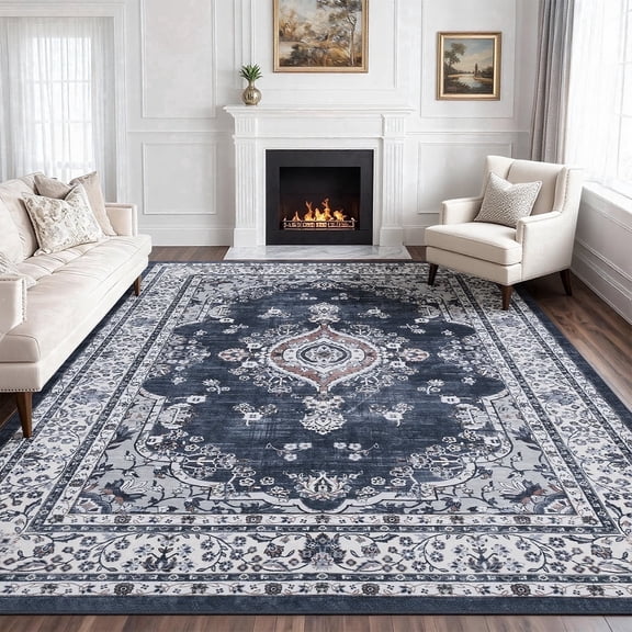 5'x7' Area Rugs for Living Room Washable, Persian Vintage Boho Non Slip Rug- Oriental Traditional Farmhouse Carpet for Bedrooms Dining Room, Living Room, Home Office.