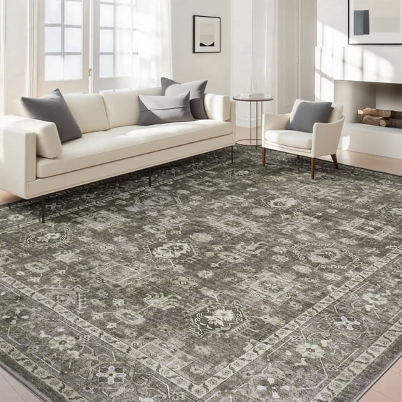 8'x10' Area Rugs for Living Room Washable, Large Vintage Boho Non Slip Rug- Oriental Traditional Farmhouse Carpet for Bedrooms, Dining Room, Home Office, Laundry Room.