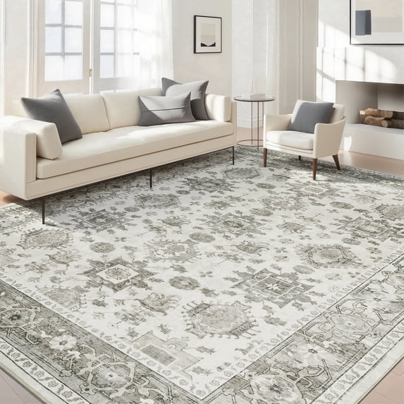 8'x10' Area Rugs for Living Room, Washable Large Vintage Boho Non Slip Rug- Oriental Traditional Farmhouse Carpet for Bedrooms, Dining Room,, Home Office, Laundry Room.