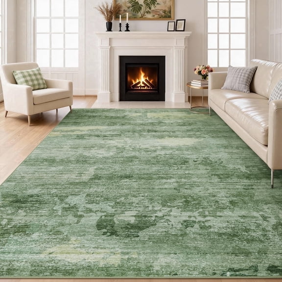 5x7 Area Rugs for Living Room-Sage Green Modern Abstract Area Rugs Machine Washable Rugs,Non-Slip Soft Neutral Farmhouse Carpet Rugs for Bedroom Dining Room Home Office