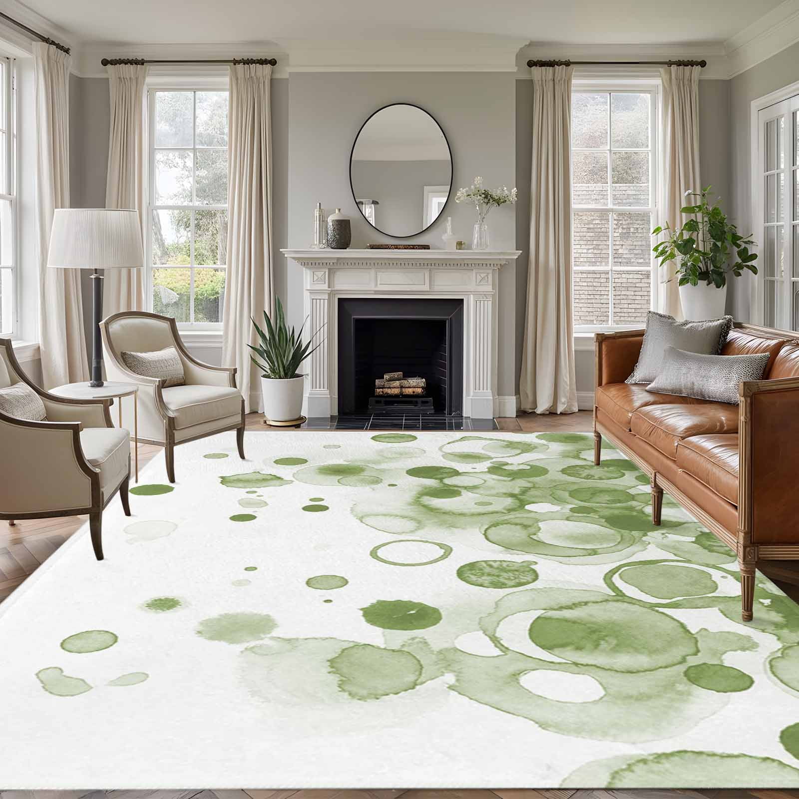 Area Rug for Living Room, Sage Green Gradient Non-Slip Indoor Large ...