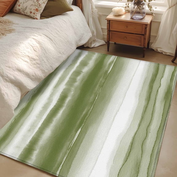 Area Rug for Living Room, Sage Green Ombre Non-Slip Indoor Large Carpet for Bedroom/Dining Room, Modern Abstract Art Farmhouse Washable Low-Profile Rectangle Floor Runner Rugs - 4 x 6 Ft