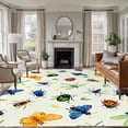 thumbnail image 1 of Area Rug for Living Room, Spring Butterfly Dragonfly Non-Slip Indoor Large Carpet for Bedroom/Dining Room, Beige Botanical Floral Rustic Washable Low-Profile Rectangle Floor Runner Rugs - 5 x 7 Ft, 1 of 8