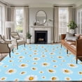 thumbnail image 1 of Area Rug for Living Room, Spring Floral Daisy Non-Slip Indoor Large Carpet for Bedroom/Dining Room, Blue Elegant Pastoral Flowers Watercolor Washable Rectangle Floor Runner Rugs - 5 x 8 Ft, 1 of 8