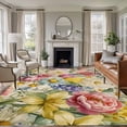 thumbnail image 1 of Area Rug for Living Room, Spring Floral Non-Slip Indoor Large Carpet for Bedroom/Dining Room, Farmhouse Elegant Flowers Vintage Art Washable Low-Profile Rectangle Floor Runner Rugs - 5 x 8 Ft, 1 of 8