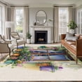 thumbnail image 1 of Area Rug for Living Room, Spring Flowers Non-Slip Indoor Large Carpet for Bedroom/Dining Room, Botanical Windows Floral Pots Bicycle Washable Low-Profile Rectangle Floor Runner Rugs - 6 x 9 Ft, 1 of 8