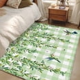 thumbnail image 1 of Area Rug for Living Room, Spring Plants Non-Slip Indoor Large Carpet for Bedroom/Dining Room, Watercolor Birds Leaves Flowers Green Plaid Washable Low-Profile Rectangle Floor Runner Rugs - 4 x 6 Ft, 1 of 7