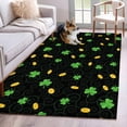 thumbnail image 1 of Area Rug for Living Room, St. Patrick's Day Non-Slip Indoor Large Carpet for Bedroom/Dining Room, Green Shamrock Gold Coin Minimalist Black Washable Low-Profile Floor Mat Runner Rugs - 2.7 x 5 Ft, 1 of 8