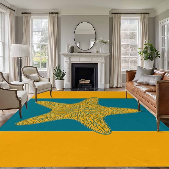 Area Rug for Living Room, Starfish Mandalas Non-Slip Indoor Large ...