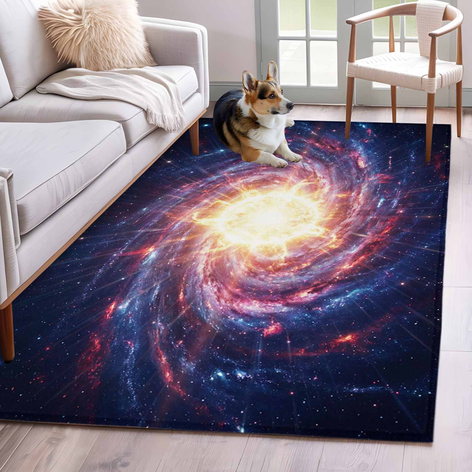 Universe Rug Area Rug for Living Room, Sun Explosion Non-Slip Indoor Large Carpet ...