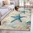 thumbnail image 1 of Area Rug for Living Room, Teal Starfish Coastal Non-Slip Indoor Large Carpet for Bedroom/Dining Room, Vintage Summer Beach Nautical Washable Low-Profile Rectangle Floor Mat Runner Rugs - 3 x 5 Ft, 1 of 8