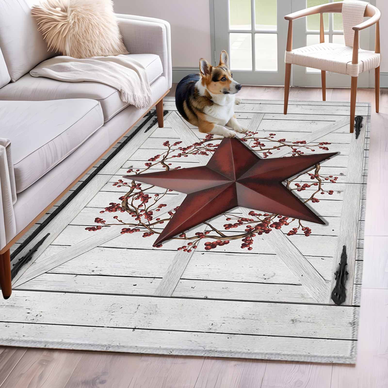 Area Rug for Living Room, Texas Star Retro Non-Slip Indoor Large Carpet ...