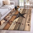 thumbnail image 1 of Area Rug for Living Room, Texas Star Vintage Non-Slip Indoor Large Carpet for Bedroom/Dining Room, Berry Dark Brown Wooden Washable Low-Profile Rectangle Floor Mat Runner Rugs - 3 x 5 Ft, 1 of 8