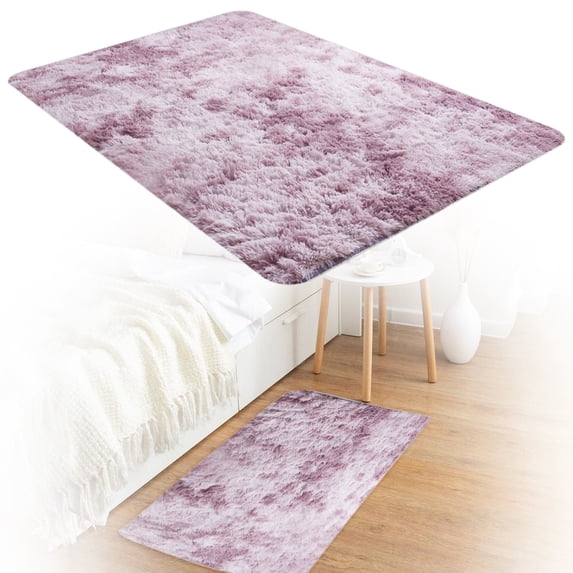 Area Rug for Living Room, Tie-Dyed Soft Fluffy Rug, Modern Large Shag Rug for Bedroom, Non Slip Indoor Plush Rug for Living Room, Bedroom, Nursery, Dorm, Home Decor, Pink, 31.5 x 19.7 Inch