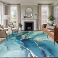 thumbnail image 1 of Area Rug for Living Room, Turquoise Marble Non-Slip Indoor Large Carpet for Bedroom/Dining Room, Modern Abstract Art Ombre Blue Washable Low-Profile Rectangle Floor Runner Rugs - 6 x 9 Ft, 1 of 8