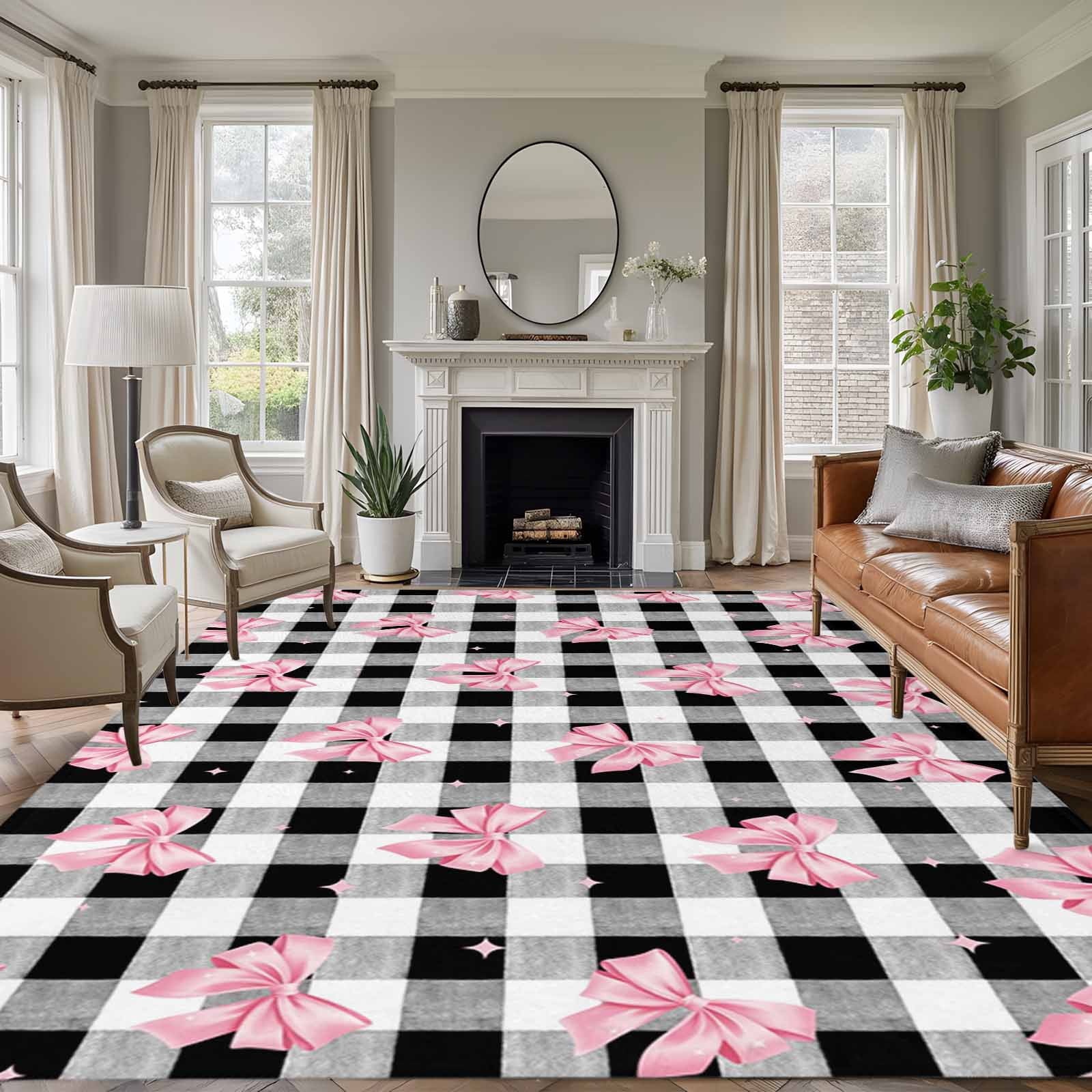 Bow Rug Runner Area Rug for Living Room, Valentine's Day Non-Slip Indoor Large Carpet ...