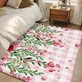 thumbnail image 1 of Area Rug for Living Room, Valentine's Day Non-Slip Indoor Large Carpet for Bedroom/Dining Room, Pink Red Roses Love Heart Eucalyptus Plaid Washable Low-Profile Rectangle Floor Runner Rugs - 4 x 6 Ft, 1 of 7