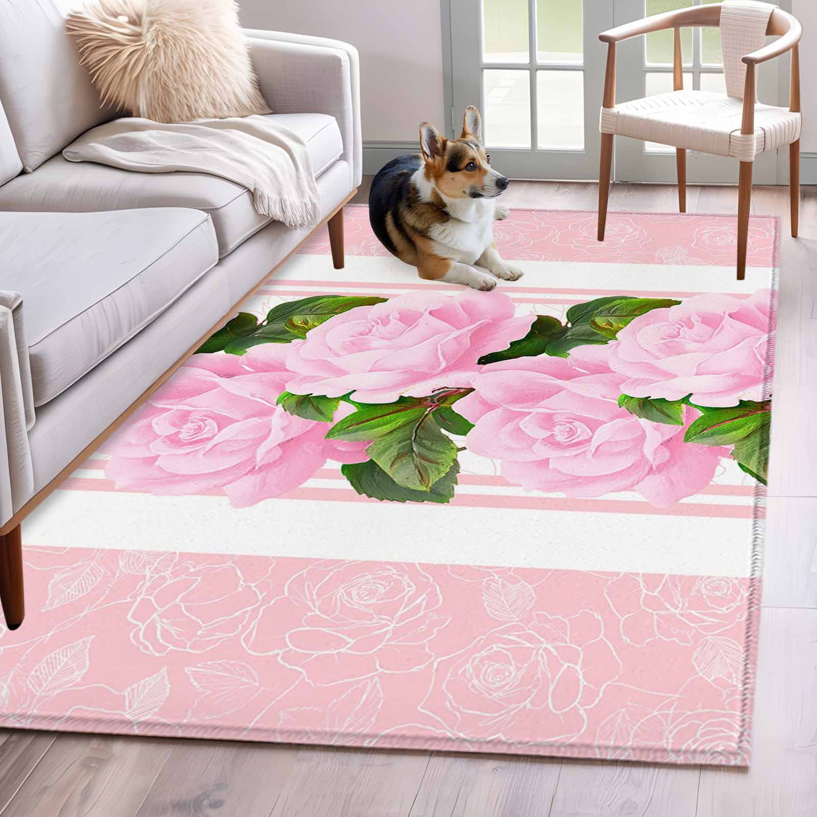 Area Rug for Living Room, Valentine's Day Non-Slip Indoor Large Carpet ...
